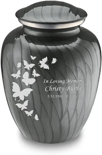Vista 32 de Geturns Embrace Pequeñas Urnas Personalizadas de Mariposa para Cremación de Cenizas Humanas Urnas Funerarias Negras para Hombres y Mujeres 20 kg