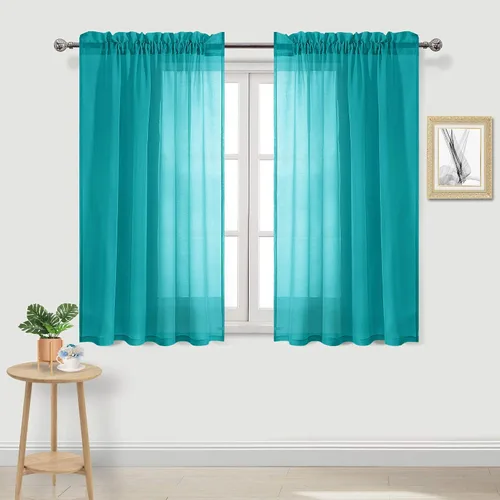 Vista 42 de DWCN Cortinas Transparentes Aqua de Voile Semitransparente con Bolsillo para Barra para Dormitorio y Sala de Estar, 36 x 36 pulgadas de Largo, Juego