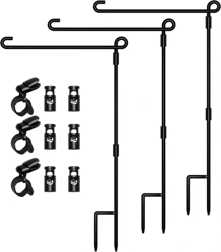 Vista 12 de HOOSUN Soporte para Bandera de Jardín, Soporte de Hierro Forjado para Bandera de Patio, Soporte Perfecto para Banderas de Jardín de 12.5x18