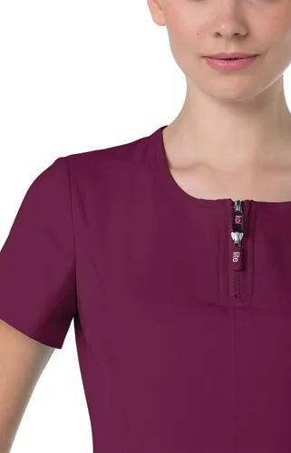 Vista 3 de KOI Lite Serenity - Camisa médica con cuello con cremallera de 4 bolsillos para mujer