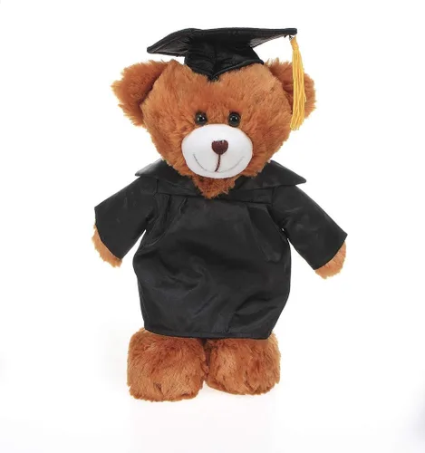 Vista 9 de Plushland Peluche de oso marrón, regalos para el día de graduación, texto personalizado, nombre o logotipo de tu escuela en el vestido, lo mejor