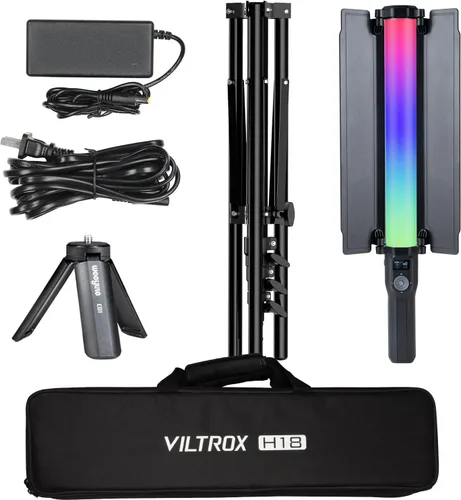 Vista 9 de VILTROX Kits de varita de iluminación de video de fotografía de 18 W con soporte de trípode de 79 pulgadas de alto, palo de fotografía, varita