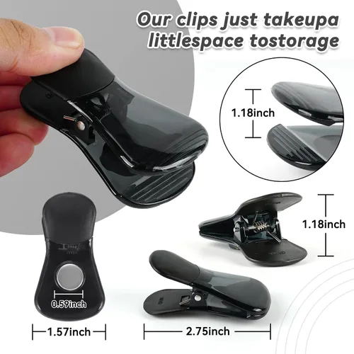 Vista 3 de Juego de clips magnéticos de plástico para refrigerador, clips de papel magnéticos, clips para bolsas de aperitivos, clips multiusos, juego de 6