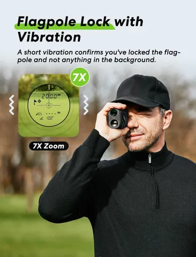 Vista 4 de Flysocks Golf Rangefinder with Slope, 1200 Yards Laser Range Finder, 7X Magnification, Rechargeable Range Finders Golfing with Flagpole Lock