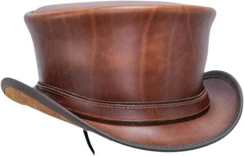 Vista 6 de American Hat Makers Hampton - Sombrero de cuero para hombre y mujer, sombrero de ala ancha moldeable
