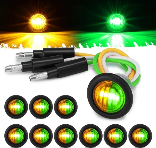 Vista 8 de D13 3/4 marcador lateral de doble revolución LED luces de marcador ámbar a azul con indicadores de enchufe de bala y luces LED de señal de giro