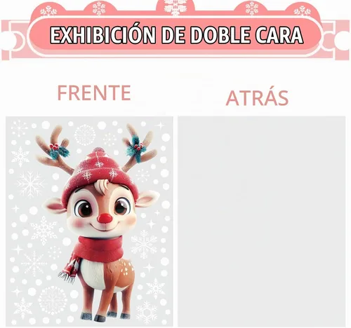Vista 5 de CCINEE 8 hojas de calcomanías de Navidad para ventana, calcomanías de doble cara para ventana de auto de Navidad, copos de nieve, Papá Noel, renos