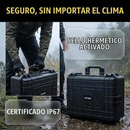 Vista 2 de MEIJIA Funda rígida protectora impermeable portátil, funda para cámara con espuma de ajuste personalizable insertada, apta para uso con drones
