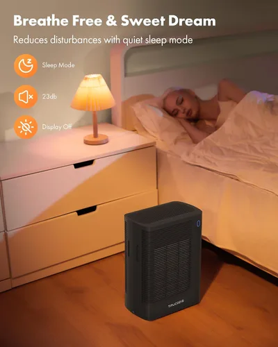 Vista 5 de T356 - Purificador de aire negro para el hogar, habitación grande, dormitorio, hasta 1937 pies cuadrados en 1 hora con entrada de aire de doble