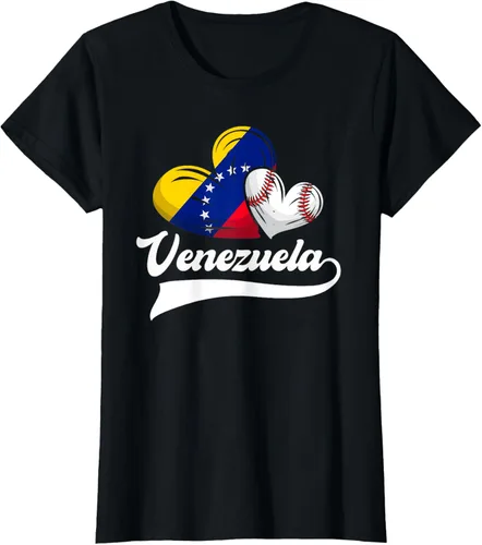 Vista 32 de Camiseta de béisbol venezolana con diseño de corazón y bandera de Venezuela, Negro