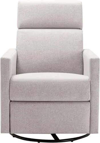 Vista 9 de LUMISOL Silla reclinable giratoria para adultos, silla deslizante para guardería, sofá individual reclinable manual, tapizada en lino, con respaldo