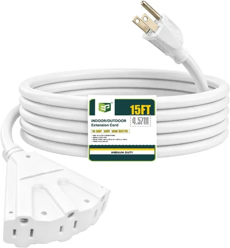 Vista 37 de EP Cable de extensión para exteriores de 6 pies, 16/3 SJTW, 3 tomas de corriente eléctrica, negro Enchufe a tierra de 3 puntas, para luces