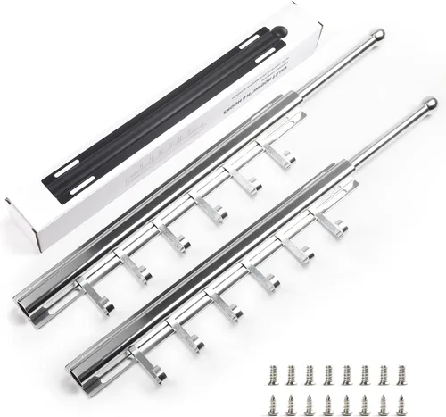 Vista 10 de BaiNong Barra de valet de 12 pulgadas para armarios Barra de valet extraíble para armario Deslizante en negro Barra de colgar extraíble para ropa