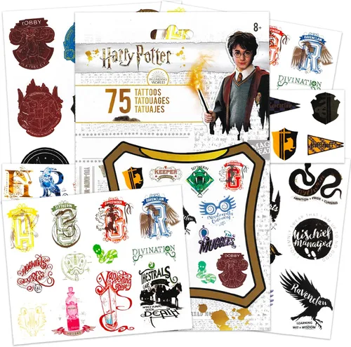 Vista 3 de Harry Potter Mochila de felpa preescolar paquete con mochila de felpa de Harry Potter tatuajes de Harry Potter más Mochila Gryffindor para niños