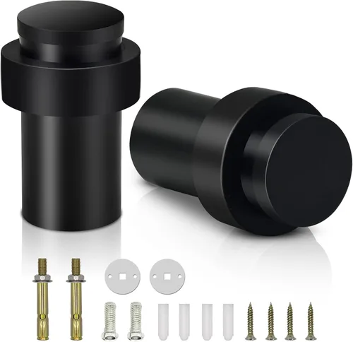 Vista 19 de KOLAKO Tope de puerta, tope de puerta de piso, negro para parte inferior de la puerta, 2 pulgadas (1.969 in), resistente, cilíndrico comercial