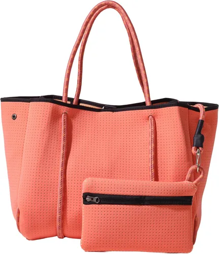 Vista 18 de POPUPS Bolso grande de neopreno para mujer - Bolso de mano de diseñador para todos los días, para el trabajo, la playa y viajes con bolsillos