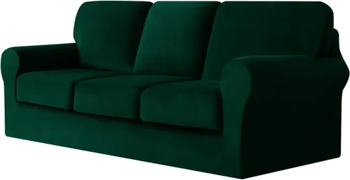 Vista 60 de UNBBRRL Fundas de sofá de 3 piezas para sofá, funda de terciopelo elástico para sillón con 1 funda de cojín de asiento y 1 funda de respaldo