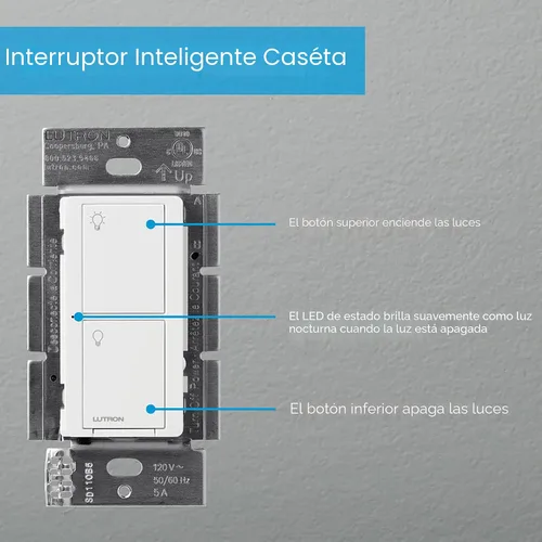 Vista 9 de Lutron Caseta - Interruptor de luz inteligente original (requiere Lutron Smart Hub), para el hogar, luces LED y ventiladores, 6 amperios, un solo