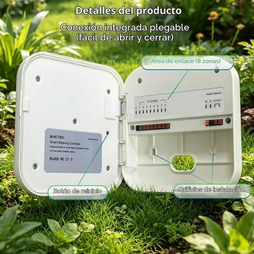 Vista 4 de Netro Controlador inteligente de rociadores Spark de 8 zonas Botones