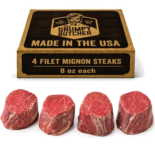 Vista 8 de Grumpy Butcher - Filetes de filete grande Mignon, paquete de 6 (8 onzas cada uno) – Filete de lomo de ternera tamaño Prime Steakhouse – Para entrega