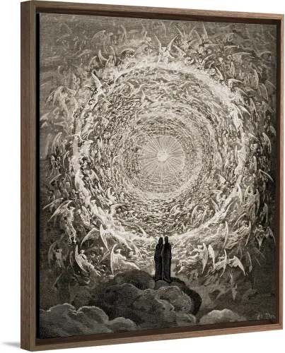 Vista 12 de CANVAS ON DEMAND Ilustración para Paradiso por Dante Alighieri Canto, Xxxi, líneas 1 a 3, lienzo enmarcado negro flotante, arte para pared, diseño