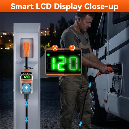 Vista 2 de MILLIONHOME Protector contra sobretensiones RV de 18,000 julios, 30 amperios con pantalla LED, protector de sobretensiones portátil inteligente