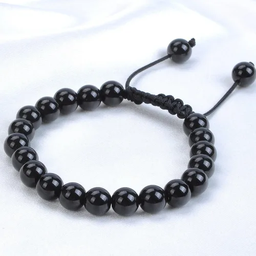 Vista 3 de Massive Beads - Pulsera de cuentas de cristales de macramé con poder curativo natural, unisex, ajustable, 516 pulgadas (8 mm)