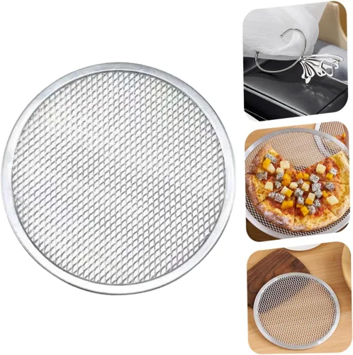 Vista 6 de Bandeja de pizza de aluminio para hornear Bandeja de pizza para uso en horno, bandeja sin costuras para pizza casera y hornear