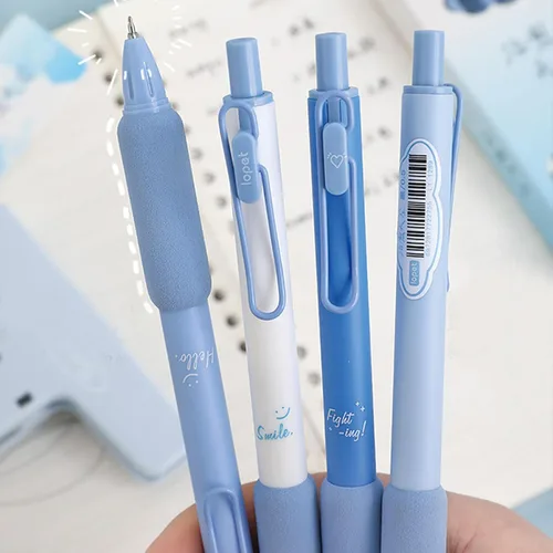 Vista 6 de MOZXIRZ 4 unidades de bolígrafos de gel con tinta retráctiles, bonitos bolígrafos de 0,5 mm de punta de bola, suministros de oficina y escuela