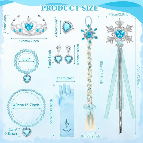 Vista 2 de Chuarry Vestido de disfraz de Elsa para niñas, accesorios de disfraz de princesa, para Navidad, cumpleaños, fiesta, cosplay