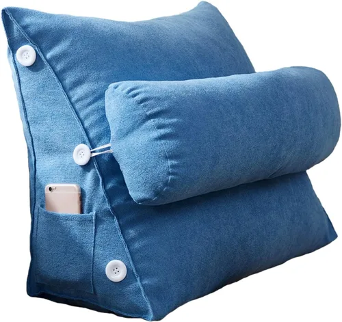 Vista 13 de Cojín de cuña para sofá cama con soporte para el cuello, almohada de apoyo para la espalda, almohadas de lectura para sentarse en la cama