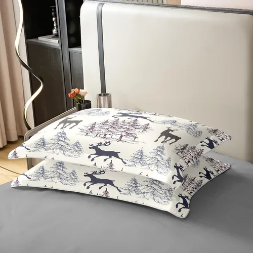 Vista 40 de Funda de edredón de árbol de Navidad 100% algodón natural, juego de ropa de cama de copos de nieve de Navidad para niños y niñas, funda de edredón