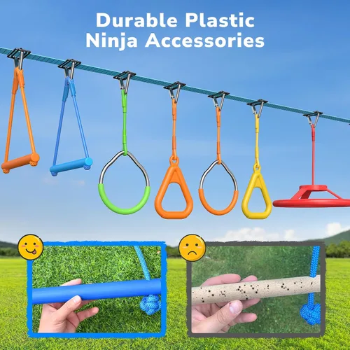 Vista 5 de Hapfan Juego de columpio de carrera de obstáculos Ninja Warrior de 50 pies Multicolor