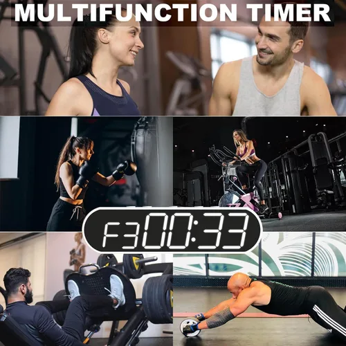 Vista 6 de Temporizador de gimnasio LED portátil, reloj de entrenamiento para HIIT Tabata Fitness en casa, garaje, al aire libre. Múltiples funciones