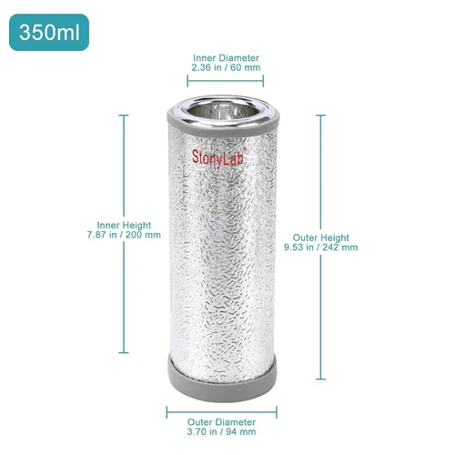 Vista 3 de stonylab Dewar - Frasco de vidrio de borosilicato de forma cilíndrica con base de aluminio, profundidad interior de 7.874 in y diámetro