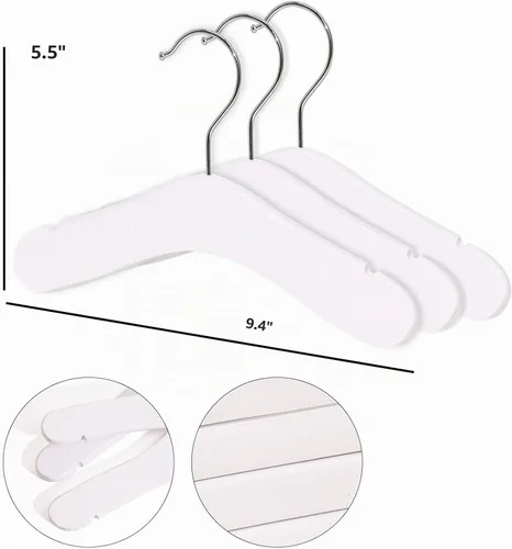 Vista 5 de Perchas de madera para bebés y niños, 10 piezas de madera natural para niños, ropa para niños, perchas para ropa de bebé