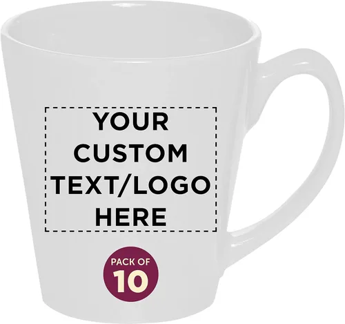 Vista 10 de DISCOUNT PROMOS Taza de café con leche de cerámica brillante personalizada de 12 onzas, juego de 10/50/100 unidades personalizadas, paquete a