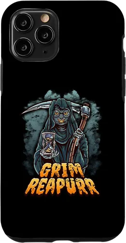 Vista 10 de iPhone 13 Grim Reapurr divertido disfraz de Halloween calabaza Parca gato caso
