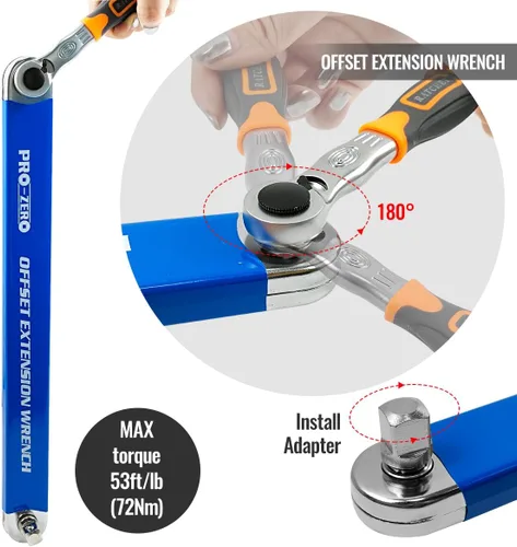 Vista 11 de Llave de extensión compensada de impacto lista de Bqweun, juego de llave de extensión de alcance estrecho, con adaptadores de accionamiento cuadrado