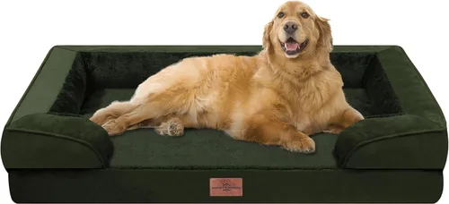Vista 55 de Comfort Expression - Cama ortopédica para perros medianos, 28 x 19 pulgadas, cama impermeable y de apoyo de espuma con cojines removibles, sofá