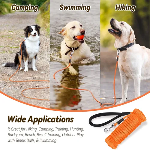 Vista 6 de Lynxking - Correa de control para perros - Correa larga de adiestramiento para perros - Línea de seguimiento con asa cómoda - Cuerda para cachorros