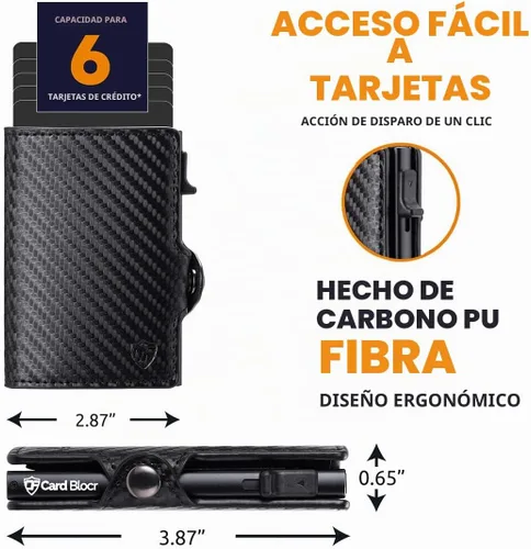 Vista 2 de Conceal Plus - Cartera desplegable para hombre Tarjetero delgado de metal con bloqueo RFID Cartera de expulsión automática de tarjetas Cartera