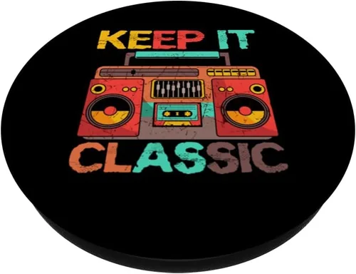 Vista 2 de Keep It Classic Radio 80s 90s Retro Vintage Cassette Player PopSockets Adhesivo PopGrip
