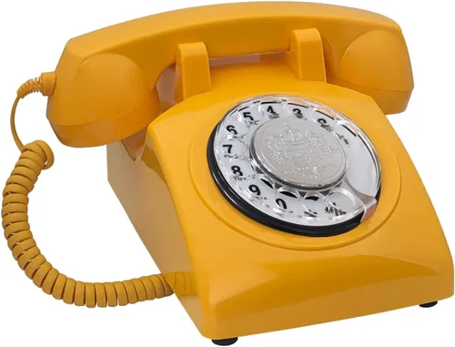 Vista 3 de Teléfono antiguo, teléfono fijo de esfera giratoria retro para oficina en casa, hotel, teléfono vintage básico de una sola línea de los años 80