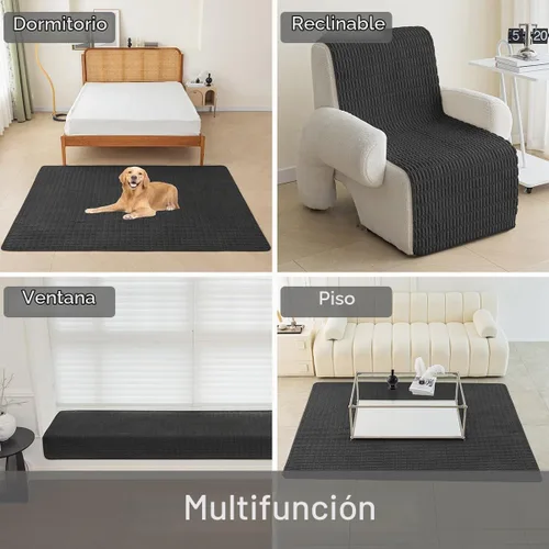 Vista 6 de Muamar Funda para Cama de Perro Protector de Sofá, Antideslizante Impermeable Fundas de Sofá para Sala de Estar Fundas de Sofá, Tapete de Sofá Negro