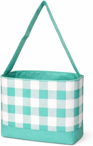 Vista 7 de Check Fabric Bucket Basket Bolsa de mano - Juguetes para niños - Pascua - Bebé - Puede ser personalizado Rosa (Pink Check)
