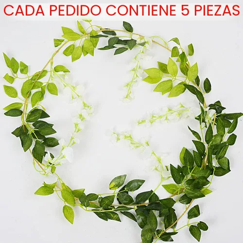 Vista 5 de Guirnalda de glicinias artificiales de 33 pies, flores colgantes de vid falsas, plantas de vid falsas, paquete de 5