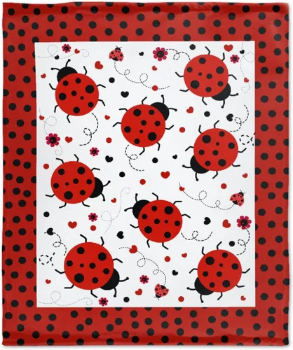 Vista 10 de Manta de franela de mariquita para regalo, ultra suave y acogedora, manta de forro polar ligera y mullida, manta de felpa cálida para sofá, cama, 30