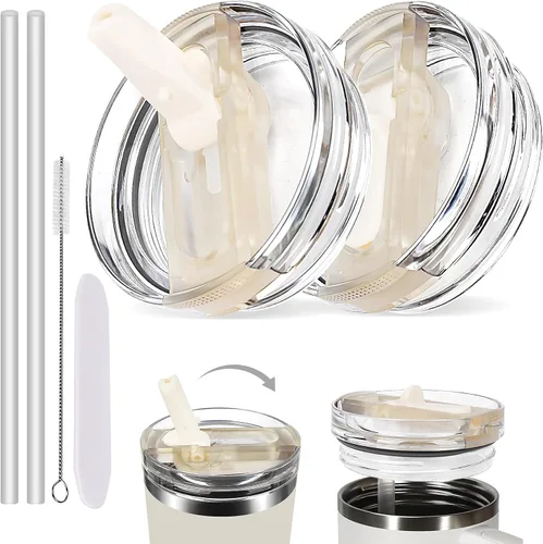 Vista 4 de Tapas de Vaso de 40 OZ que se Ajustan a la Copa Stanley Quencher，Paquete de 2 Cubiertas de Repuesto a Prueba de Derrames Compatibles con Vaso de 40