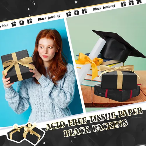 Vista 9 de Qilery - 500 hojas de papel de seda negro a granel para bolsas de regalo de 15 x 20 pulgadas, sin ácidos, para regreso a clases, papel de regalo
